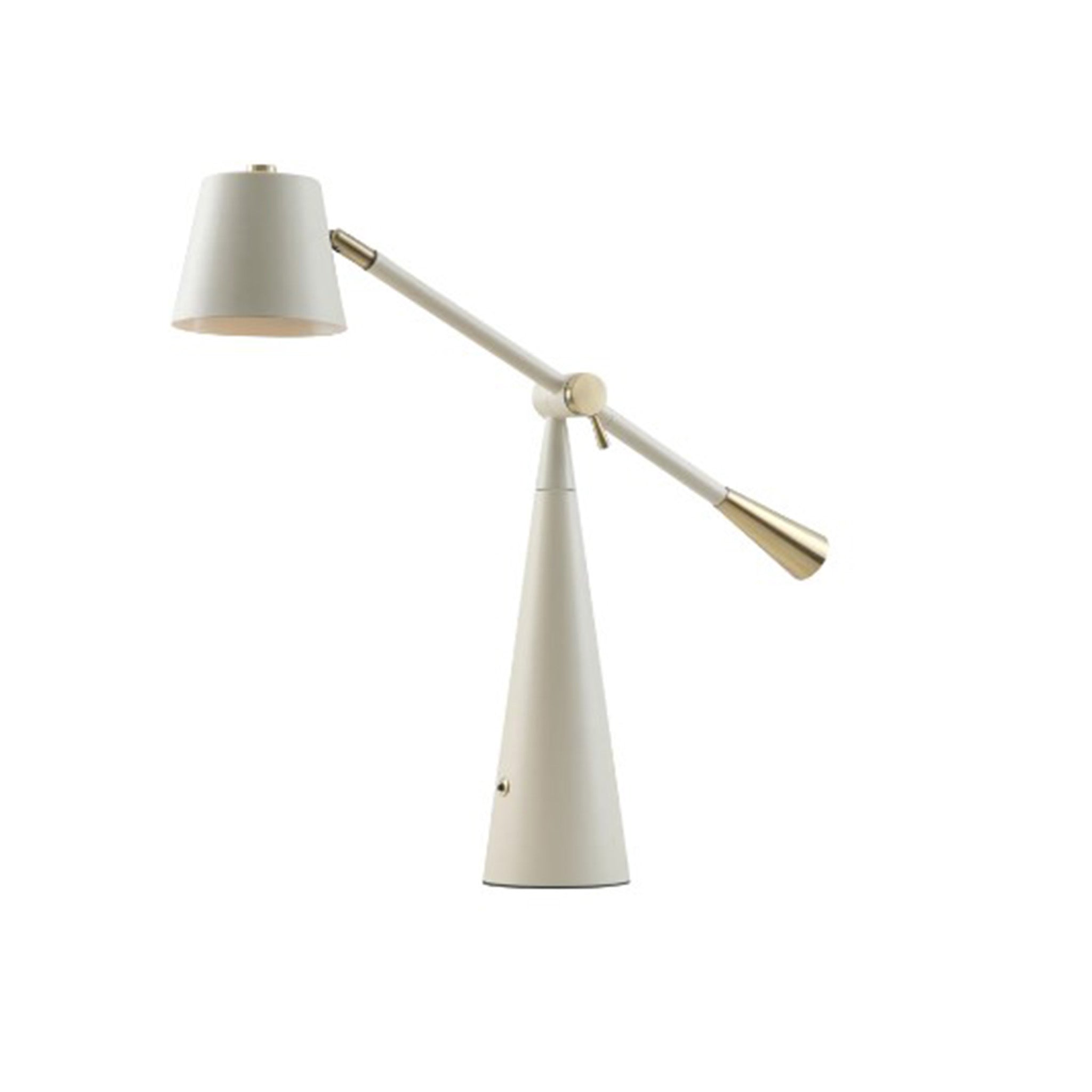 Modern pivoting table lamp in cream and antique brass Dimensions: H:370-670 D:300-600 W:120 mm Bulb: GU10 Delivery: 4-6 days